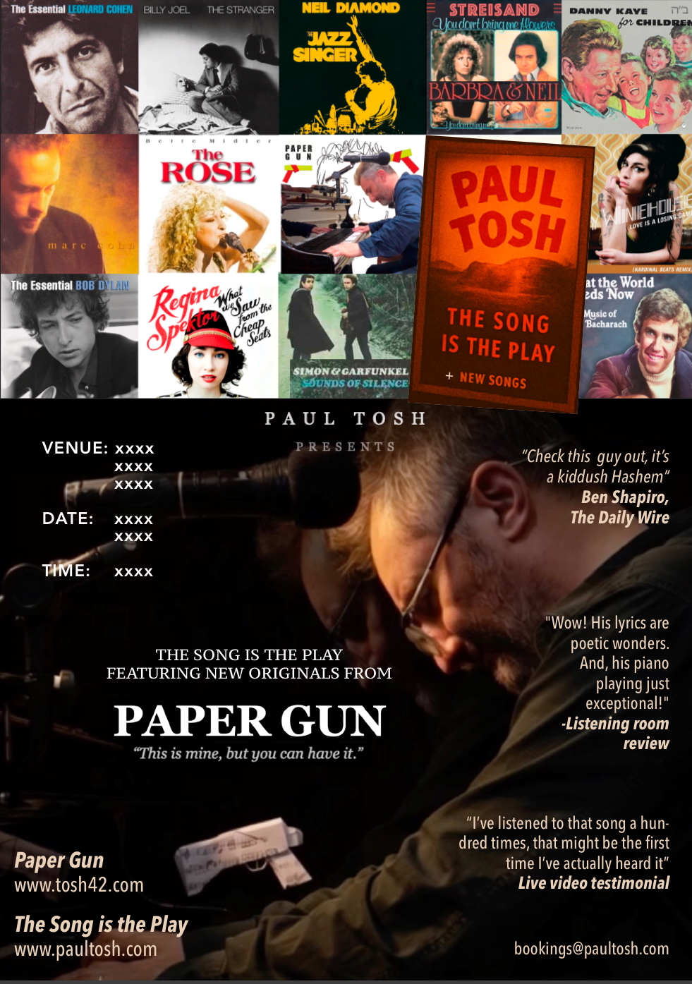 Paul Tosh — The Song Is The Play featuring Paper Gun — Programme Poster